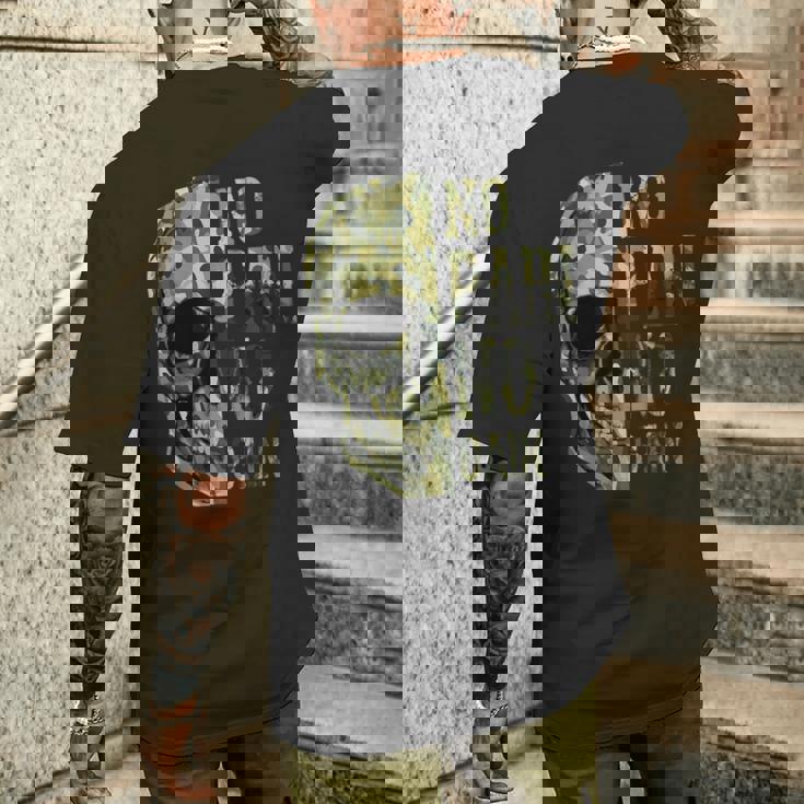 No Pain No Gain- メンズ スカル マインドセット モチベーションジム メンズTシャツ バックプリント 彼への贈り物