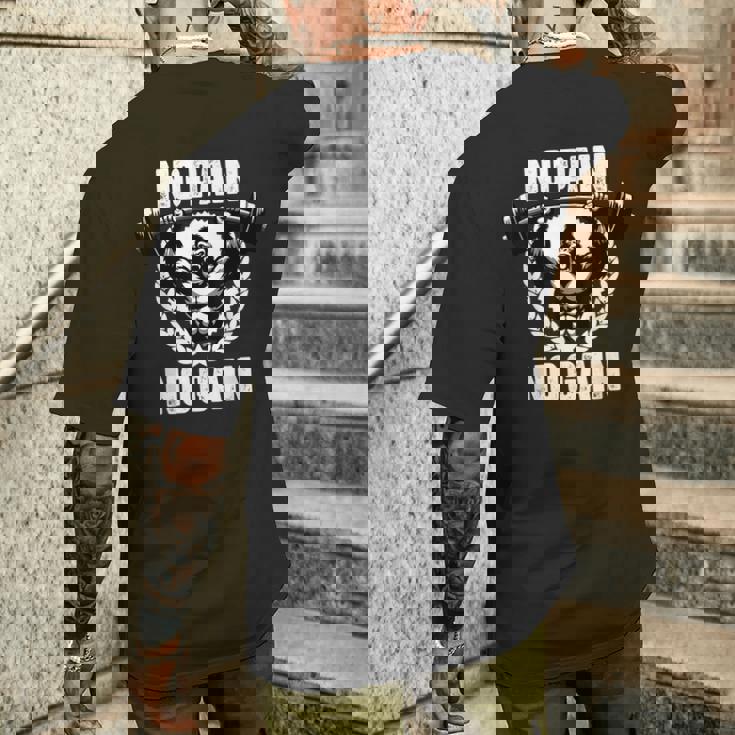 No Pain No Gain ウェイトリフティング ワークアウト ジム 引用 ジム フィットネス メンズTシャツ バックプリント 彼への贈り物