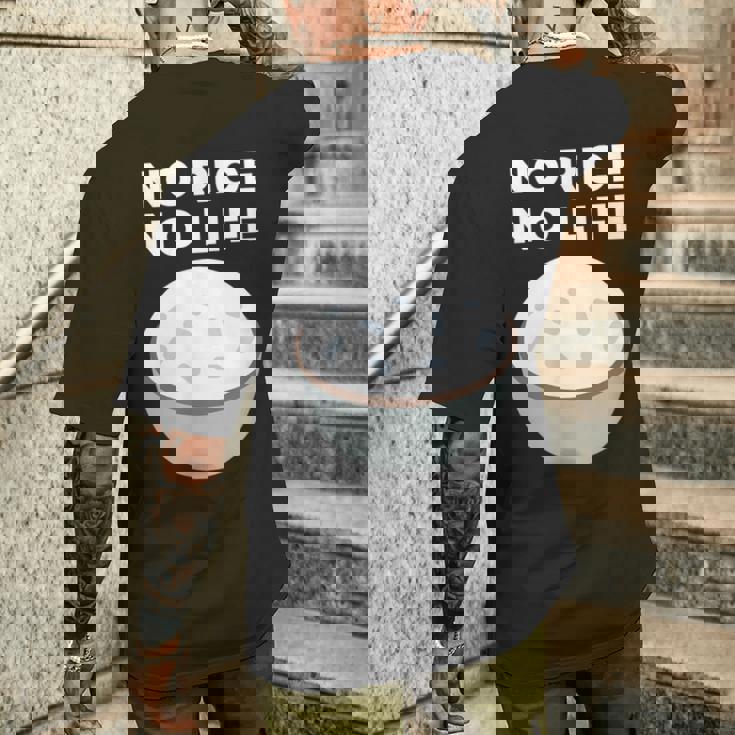 No Rice No Life おかしいご飯、アジア料理 メンズTシャツ バックプリント 彼への贈り物