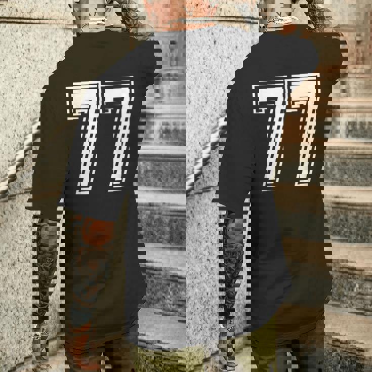 Number 77 Birthday 77Thports Player チーム番号入りジャージ メンズTシャツ バックプリント 彼への贈り物