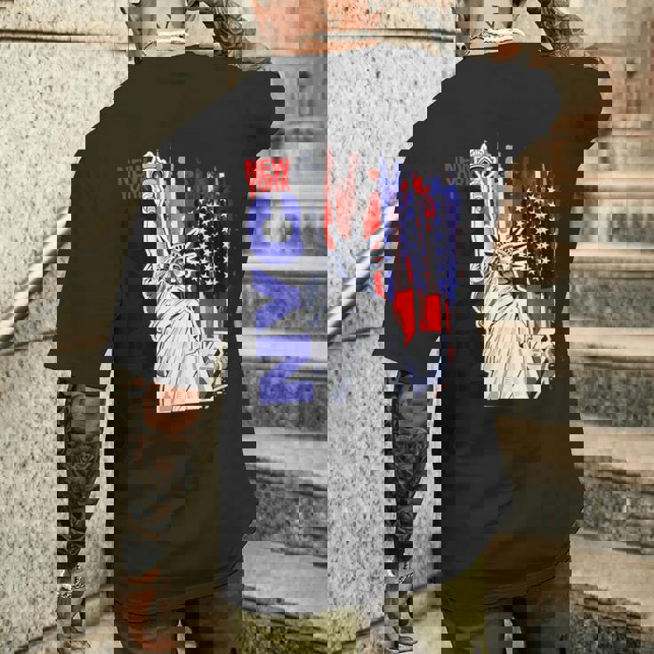 Nyc ニューヨーク市自由の女神 アメリカ国旗 メンズTシャツ バックプリント 彼への贈り物