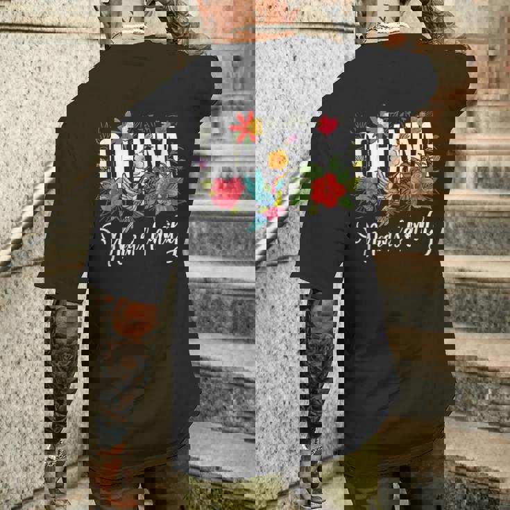 Ohana Means Family ハワイ ハイビスカス 花 70年代 レトロ ハワイアン メンズTシャツ バックプリント 彼への贈り物