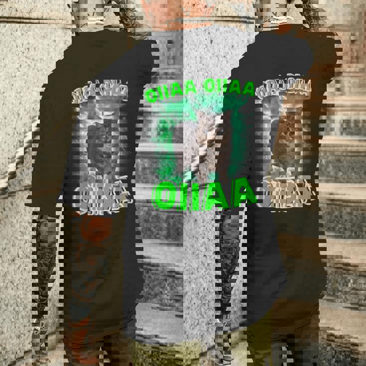 Oiiaa Oiiaa 猫 脳腐 ウイルス スピニング 猫 ミーム メンズTシャツ バックプリント 彼への贈り物