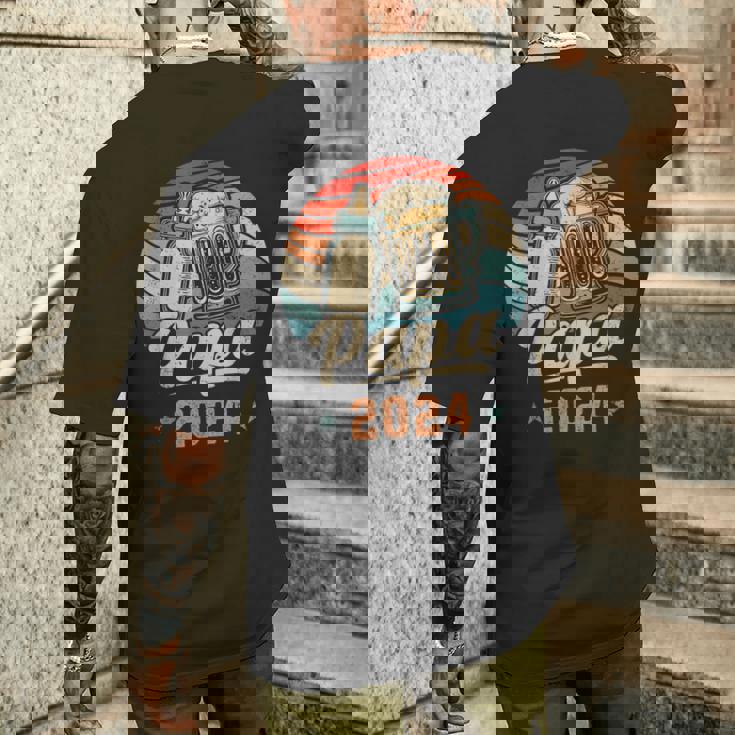 Papa 2024 年のパパ 初めての父の日 若いパパ 新しいパパ メンズTシャツ バックプリント 彼への贈り物