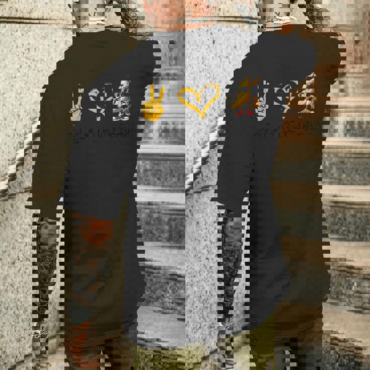 Peace Love バナナ 面白いバナナ フルーツ愛好家 ビーガン用 メンズTシャツ バックプリント 彼への贈り物