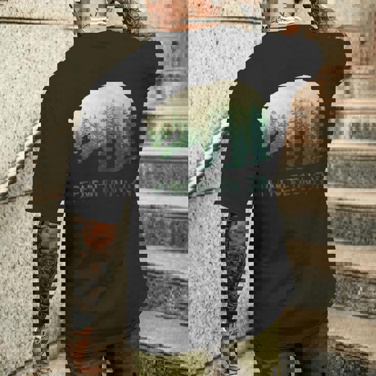 Pendleton Beartate Of Oregon Pacific Nw 野生動物 メンズTシャツ バックプリント 彼への贈り物