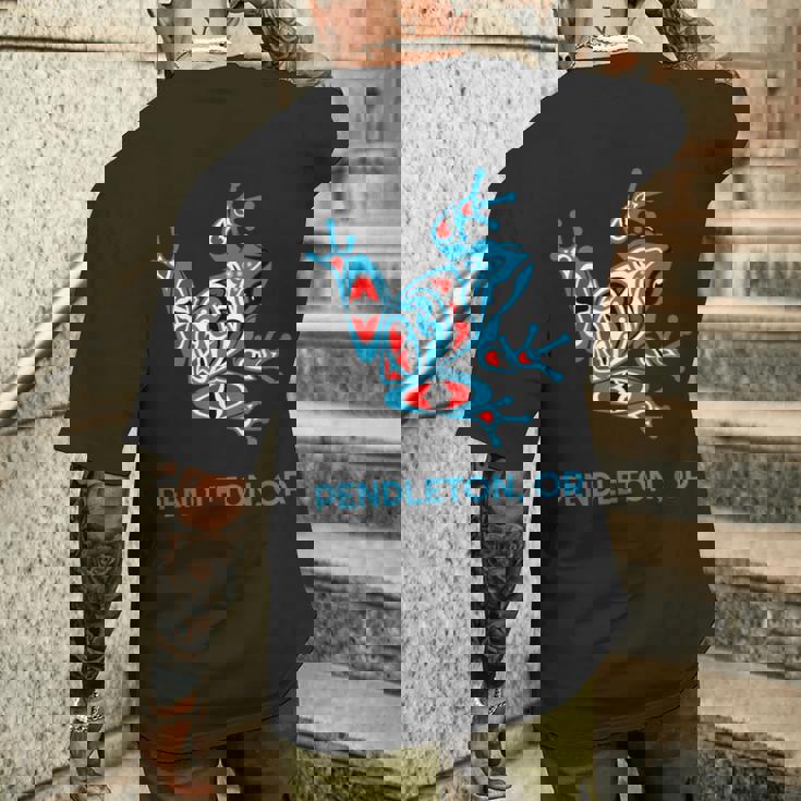 Pendleton オレゴンレッドブルフロッグ Pnw アート ネイティブアメリカン メンズTシャツ バックプリント 彼への贈り物