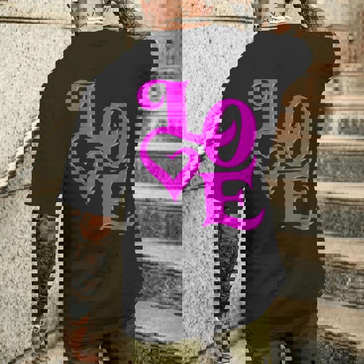 Pink Love ピンクカラーグラフィック メンズTシャツ バックプリント 彼への贈り物