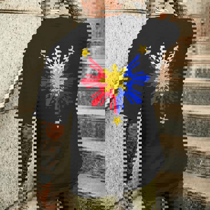 Pinoy フィリピン国旗 太陽 メンズTシャツ バックプリント 彼への贈り物