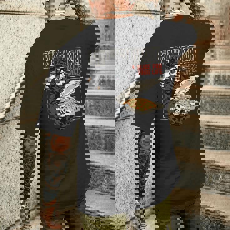 Pizza Of Death Pie Till I Die Grim Reaper Pizza Love メンズTシャツ バックプリント 彼への贈り物