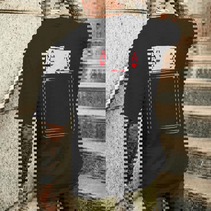 Pocket Aces Pokerpades & Heart 面白いポーカー ギフト メンズTシャツ バックプリント 彼への贈り物