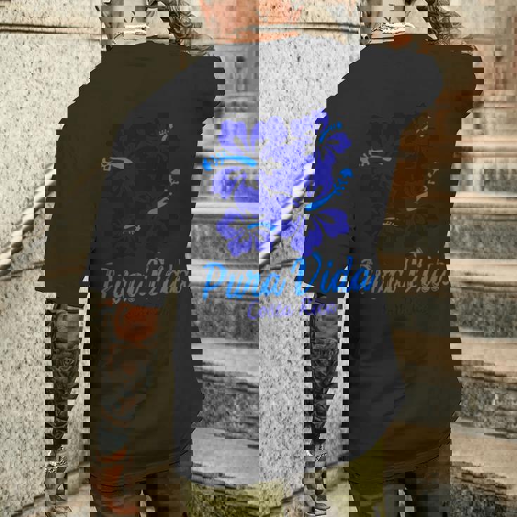 Puraida コスタリカ ブルー ハイビスカス メンズTシャツ バックプリント 彼への贈り物