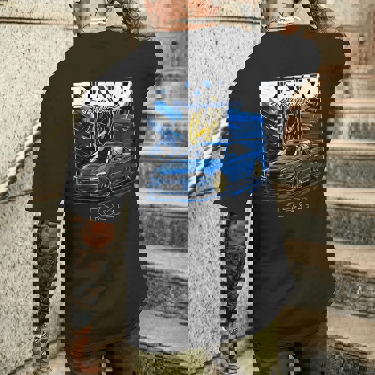 R34車 国産高性能車 ドリフトカー Gtr R34 メンズTシャツ バックプリント 彼への贈り物