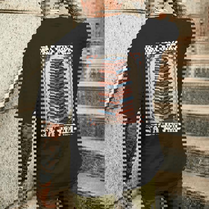 Read Bookstay Weird Bookworm Reading Book Lover Book メンズTシャツ バックプリント 彼への贈り物