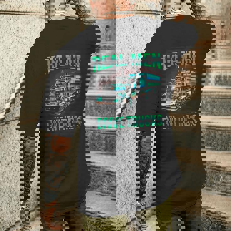 Real Drive Trucks ビッグリグトラックドライバー メンズTシャツ バックプリント 彼への贈り物