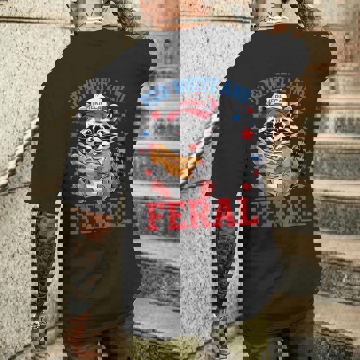 Red And Feral 4Th Of July ユーモア キッズ アメリカ メンズTシャツ バックプリント 彼への贈り物