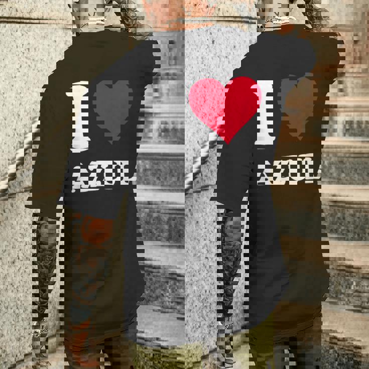 Red Heart I Love Azul メンズTシャツ バックプリント 彼への贈り物