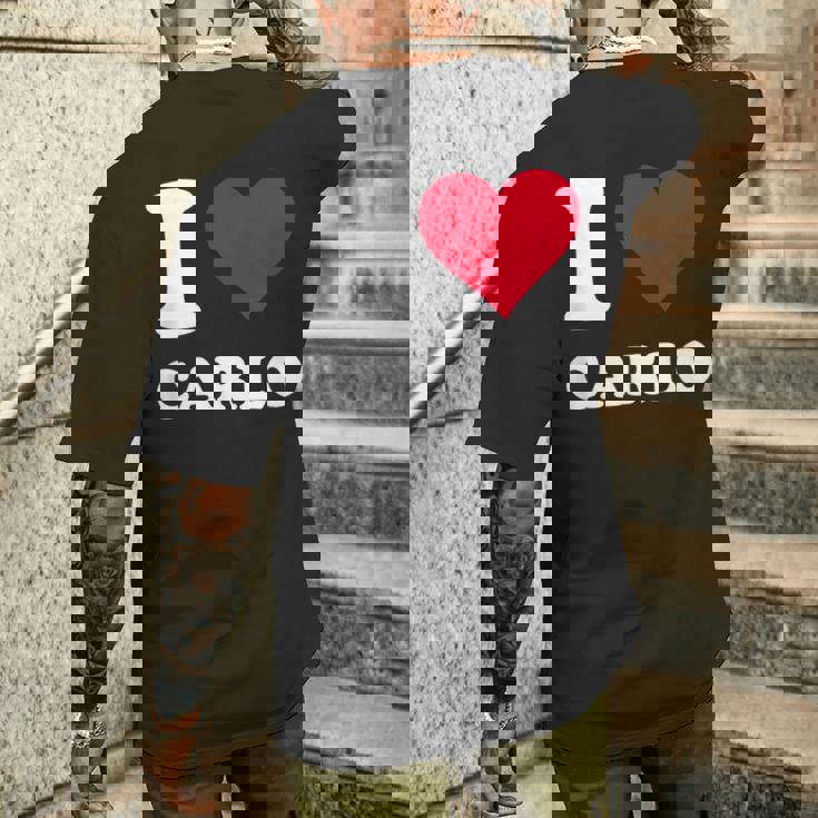 Red Heart I Love Carlo メンズTシャツ バックプリント 彼への贈り物