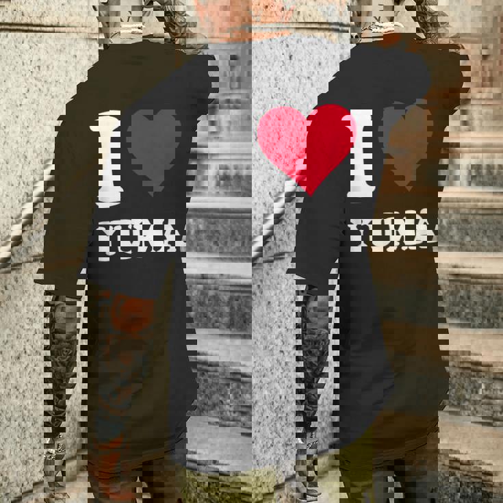 Red Heart I Love Yuma メンズTシャツ バックプリント 彼への贈り物