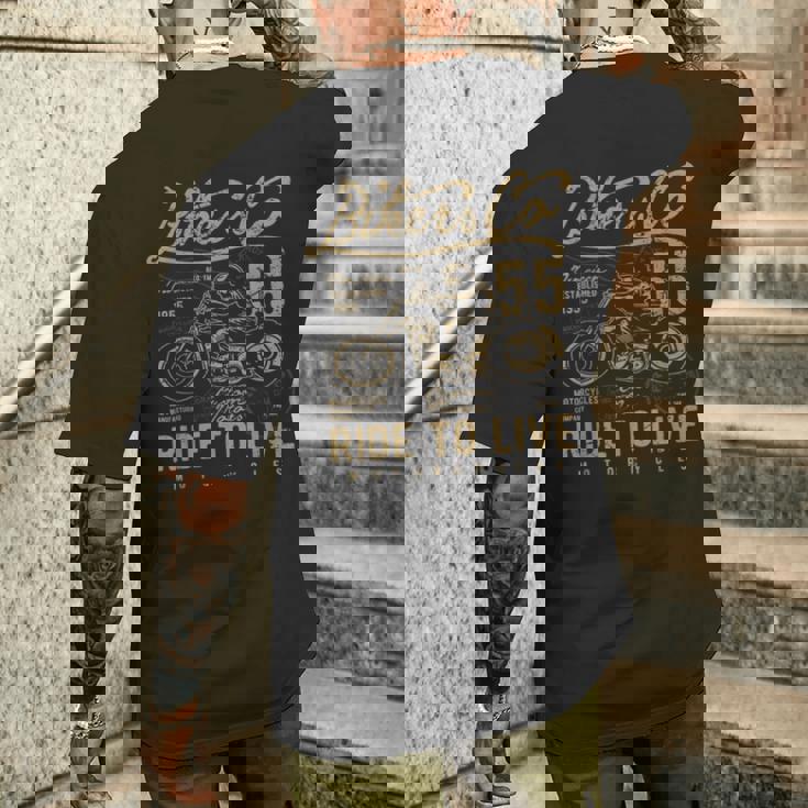 Ride To Live アンティーク風ビンテージレトロアメリカンバイク メンズTシャツ バックプリント 彼への贈り物