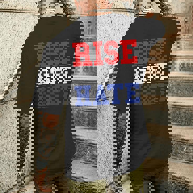 Rise Above Hate Red And Blue America メンズTシャツ バックプリント 彼への贈り物