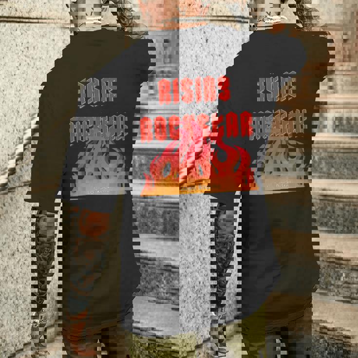Rising Rockstar Fire Rocker Music Fun ロジックロックスター フェスティバル メンズTシャツ バックプリント 彼への贈り物