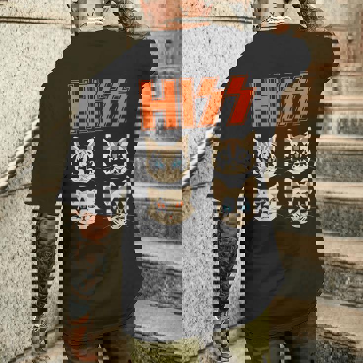 Hiss Cats ネコ Kittens ロックバンド Rock Rockin メンズTシャツ バックプリント 彼への贈り物