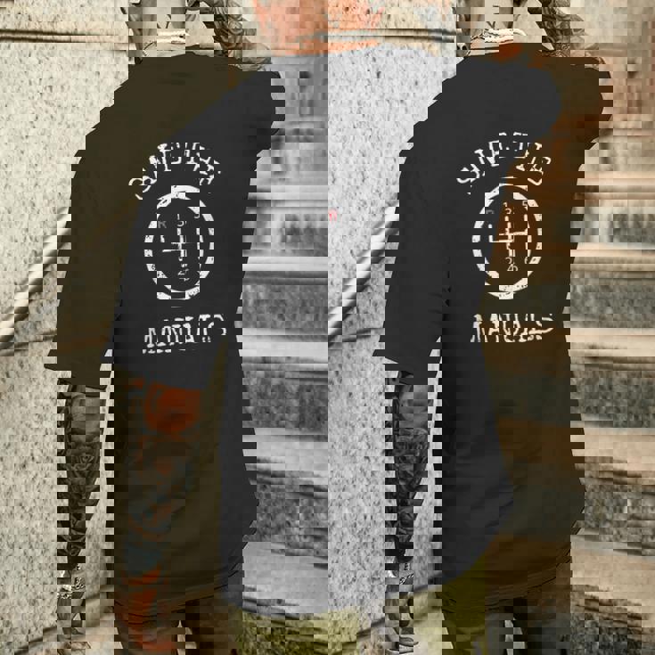 Save The Manuals スティックシフト 車好き メンズTシャツ バックプリント 彼への贈り物