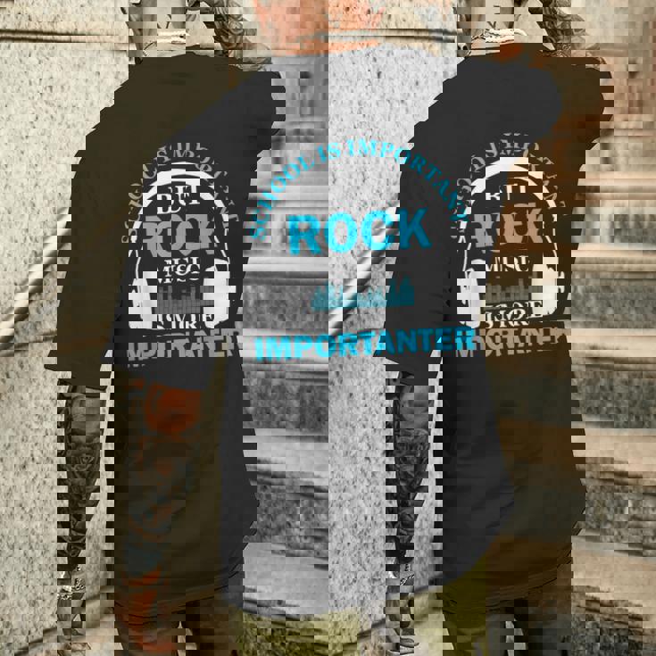 School Is Important But Rock Music Is More Importanter メンズTシャツ バックプリント 彼への贈り物