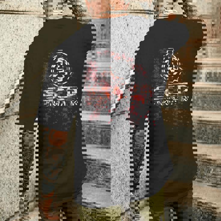 Scp、財団、血で メンズTシャツ バックプリント 彼への贈り物