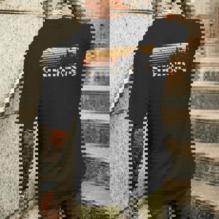 Simms Tx ビンテージ エバーグリーン サンセット 80年代 レトロ メンズTシャツ バックプリント 彼への贈り物