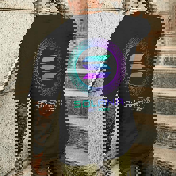 Solanaolコイン暗号ロゴブロックチェーン ソラナ メンズTシャツ バックプリント 彼への贈り物