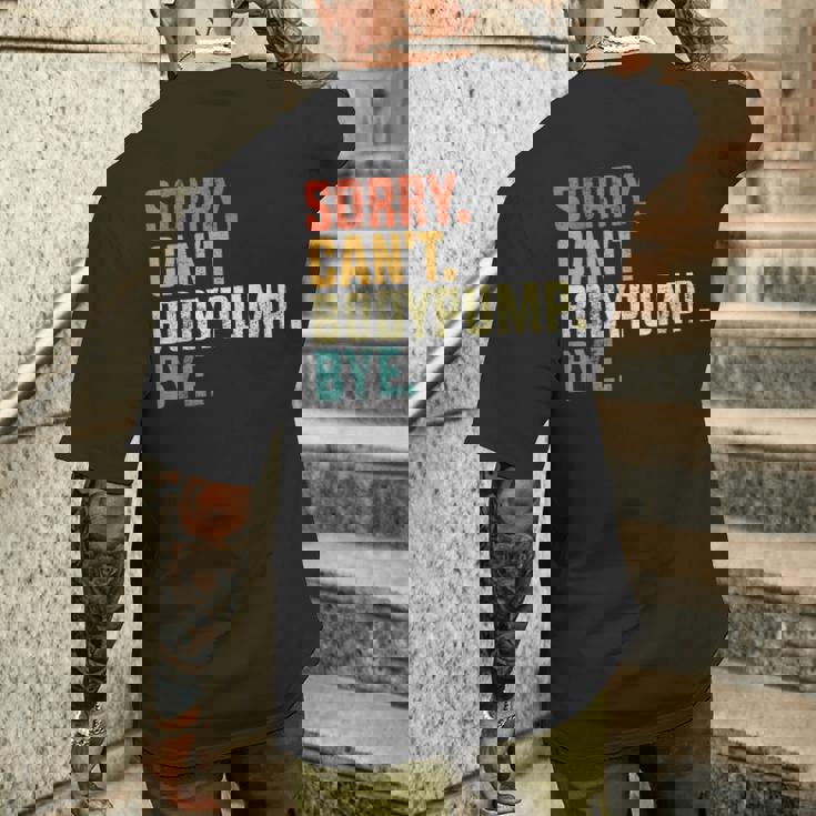 Sorry Can't Bodypump Bye 面白い ワークアウト ジム フィットネス ヴィンテージ メンズTシャツ バックプリント 彼への贈り物