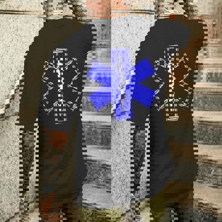 Star Of Life Rod Of Asclepius Emt Ems パラメディック メディック メンズTシャツ バックプリント 彼への贈り物