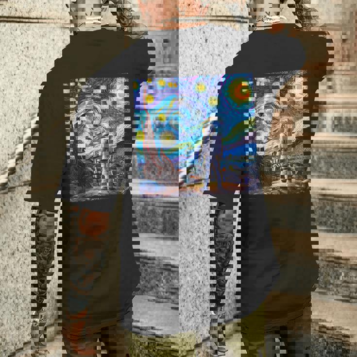 Starry Night Renditionincentan Gogh Astronaut メンズTシャツ バックプリント 彼への贈り物
