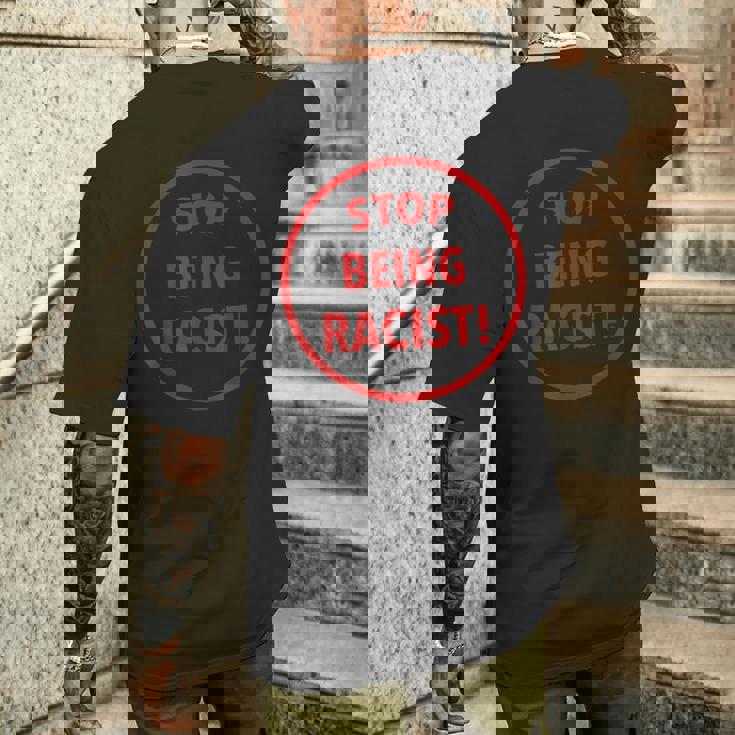 Stop Being A Racist Circle 反人種差別 平等 Blm メンズTシャツ バックプリント 彼への贈り物