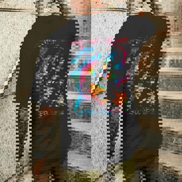 Stop Finning ジンベエザメ シュモクザメサメの種類タイダイ メンズTシャツ バックプリント 彼への贈り物