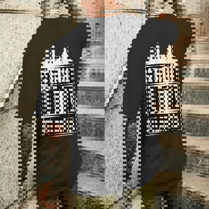 Straight Outta Atlanta 都市のシルエット メンズTシャツ バックプリント 彼への贈り物