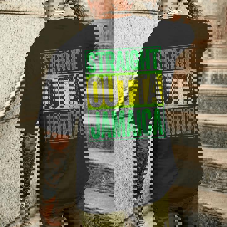 Straight Outta Jamaica ジャマイカ カリビアン レトロ レゲエ パーティー メンズTシャツ バックプリント 彼への贈り物