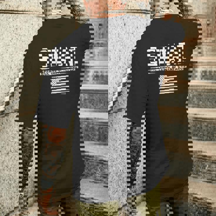 Swat スペシャル 武器と戦術警察WAT メンズTシャツ バックプリント 彼への贈り物