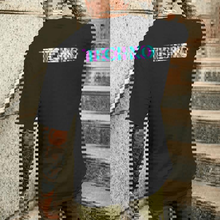 Techno Edm Music Rave Party Raver Dj テクノハウス メンズTシャツ バックプリント 彼への贈り物