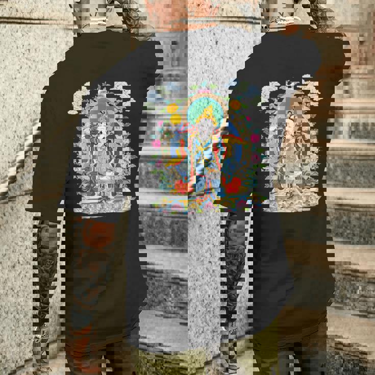 Thangka ブッダ ヨガ 曼荼羅 瞑想 仏教 ナマステ メンズTシャツ バックプリント 彼への贈り物