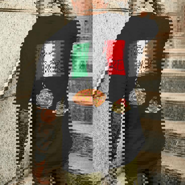 That's Amore ピザ パスタ好き イタリア料理 イタリア国旗 メンズTシャツ バックプリント 彼への贈り物