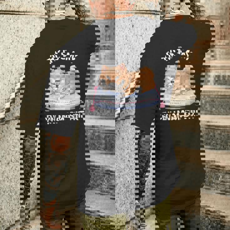 This Is My Pawjama Pomeranian 公式犬用昼寝 メンズTシャツ バックプリント 彼への贈り物