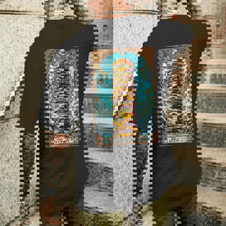 The Tower タロットカード バーガータワー ハンバーガー チーズバーガー メンズTシャツ バックプリント 彼への贈り物