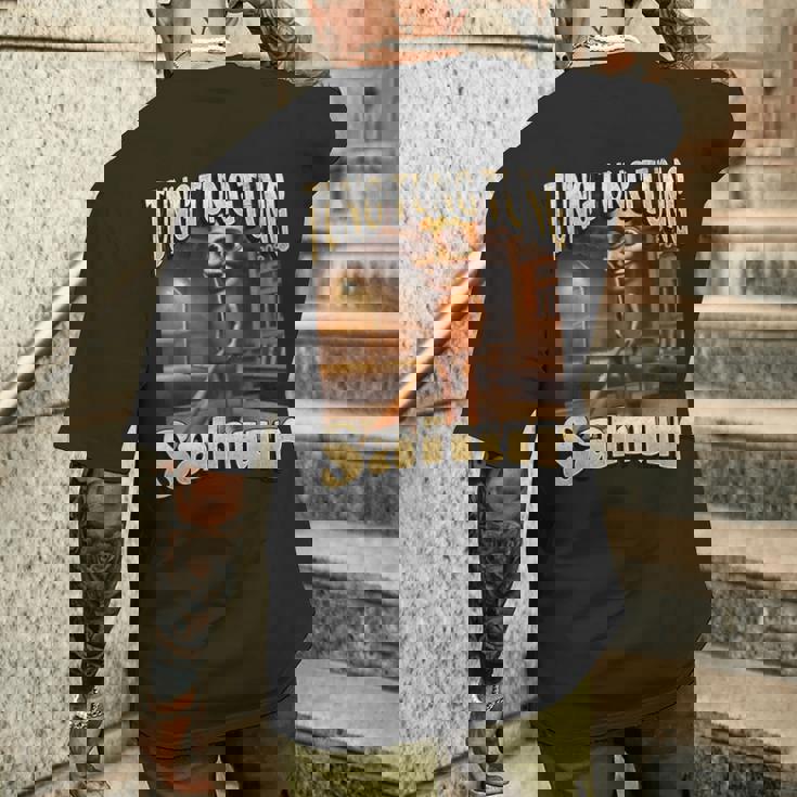 Tung Tungahur 面白いイタリアンブレインロットミームグラフィック メンズTシャツ バックプリント 彼への贈り物