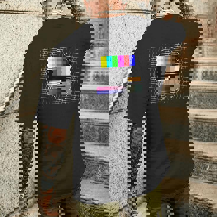 Tvテストパターン カラーバー テストカード スクリーン 懐かしいオタク メンズTシャツ バックプリント 彼への贈り物