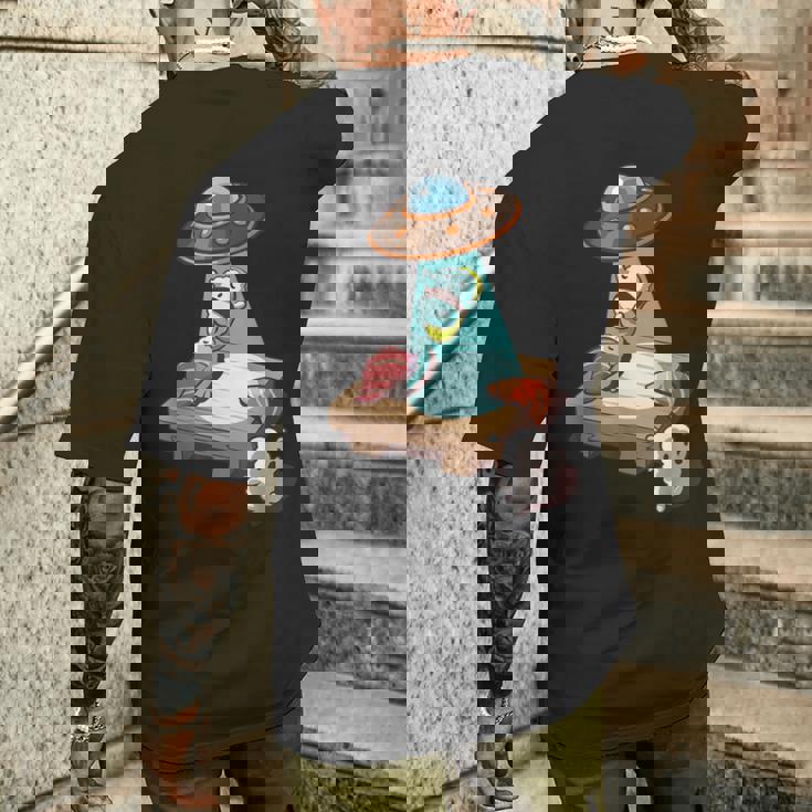 Ufo にさらわれる 寿司 すし たまご サーモン まぐろ メンズTシャツ バックプリント 彼への贈り物