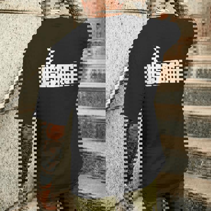 Usagi うさぎ好き ウサギ好き ウサギの飼い主 うさぎの飼い主 ウサギ飼い うさぎ飼い 兎の飼い主 兎 ウサギ メンズTシャツ バックプリント 彼への贈り物