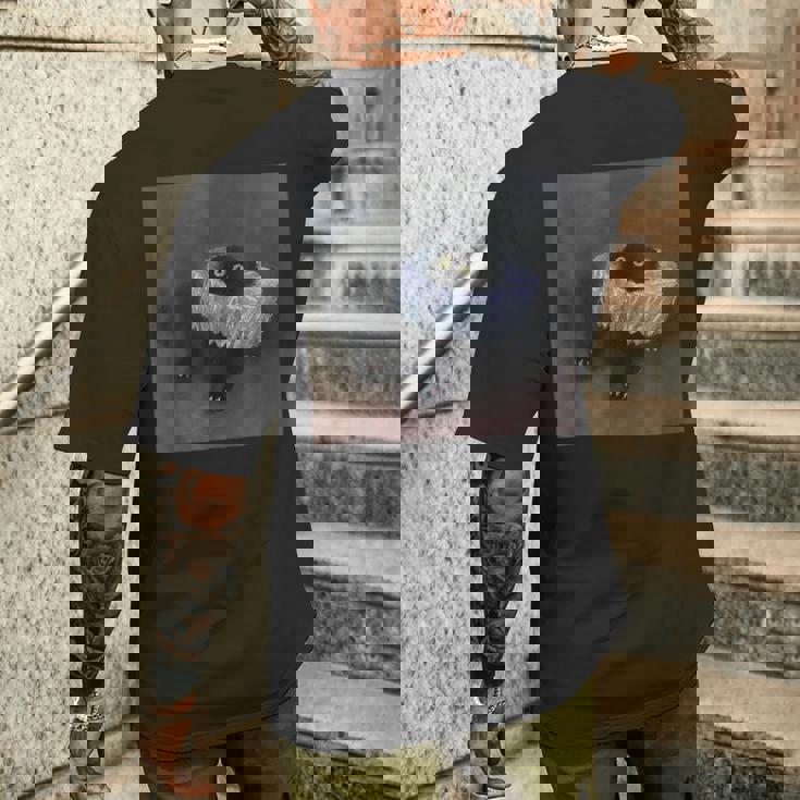 Vanessatockardによる面白い黒猫の絵。 メンズTシャツ バックプリント 彼への贈り物